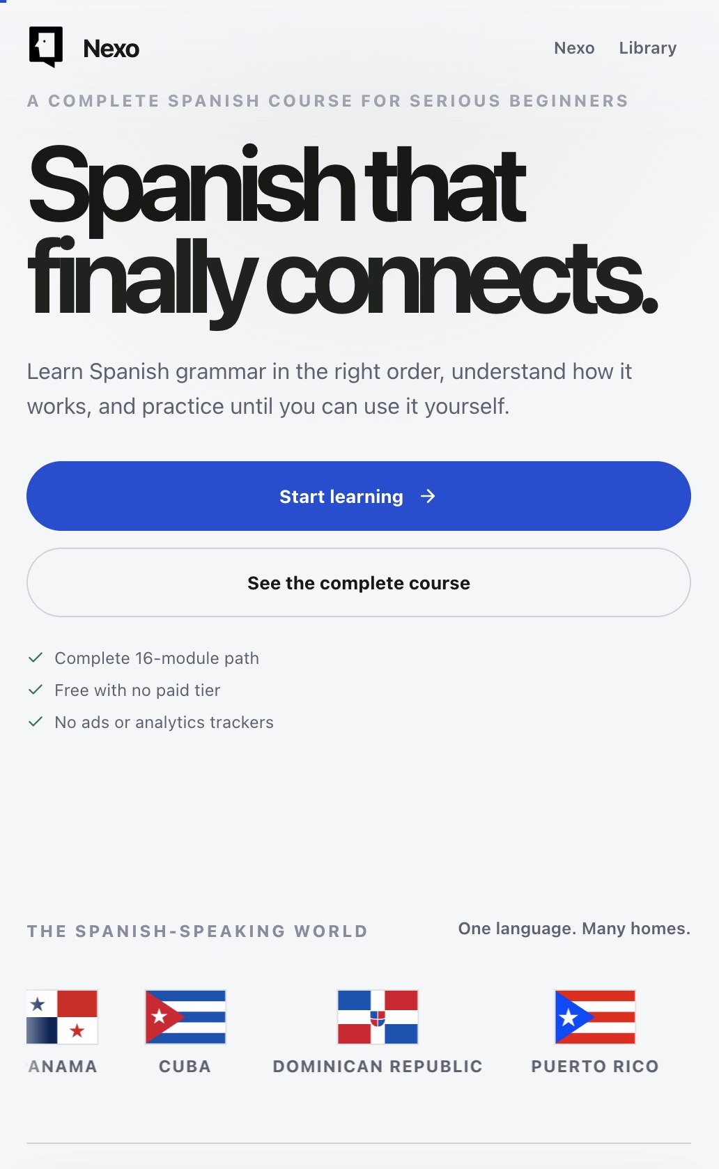 Nexo Spanish learning website