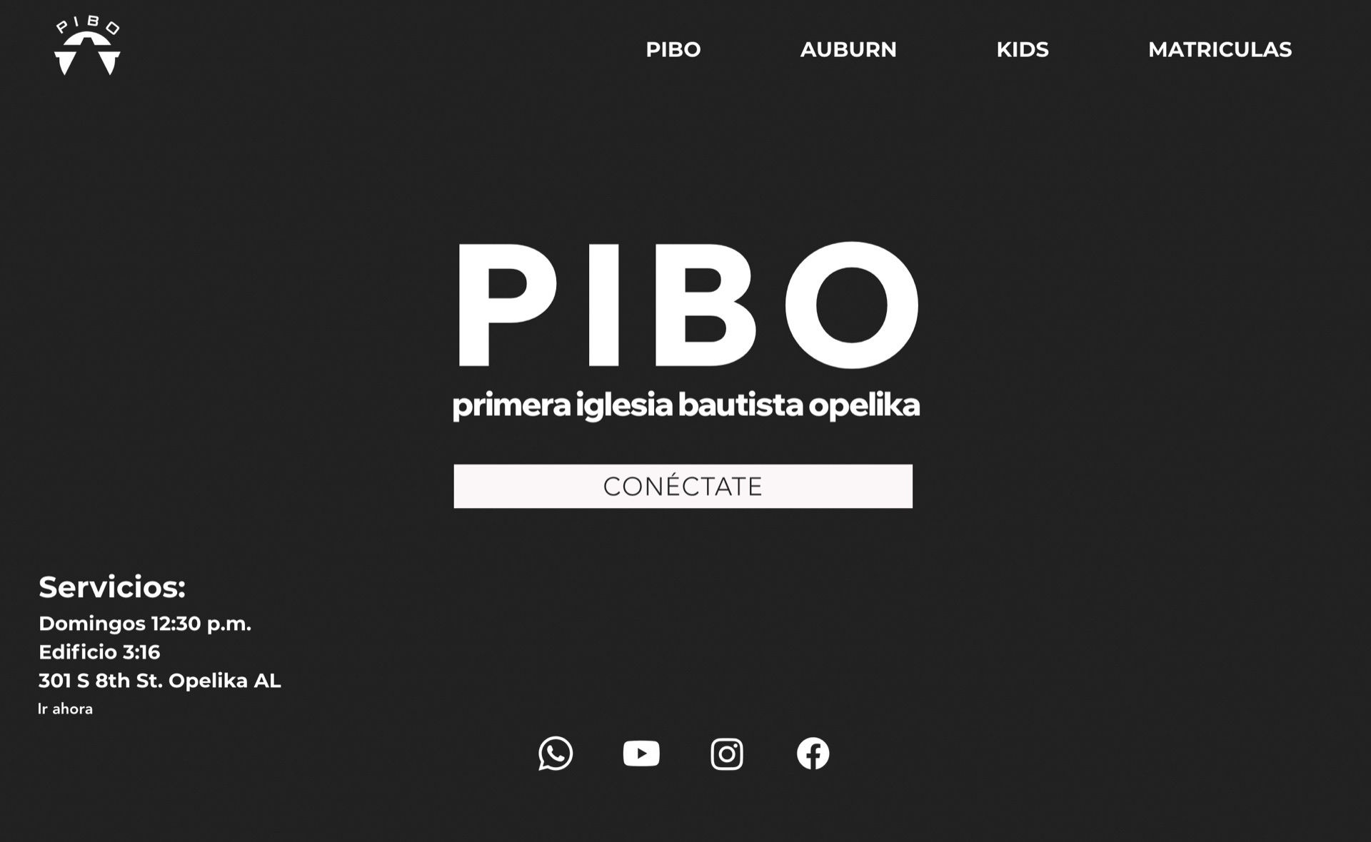 PIBO bilingual church website homepage